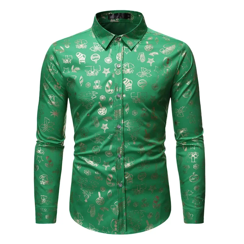 Description Picture 4 of itemAutumn Men's Button Shirt Personality Christmas Gift Luxury Coat Casual Evening Dress Top Prom High end Clothes 2023 New