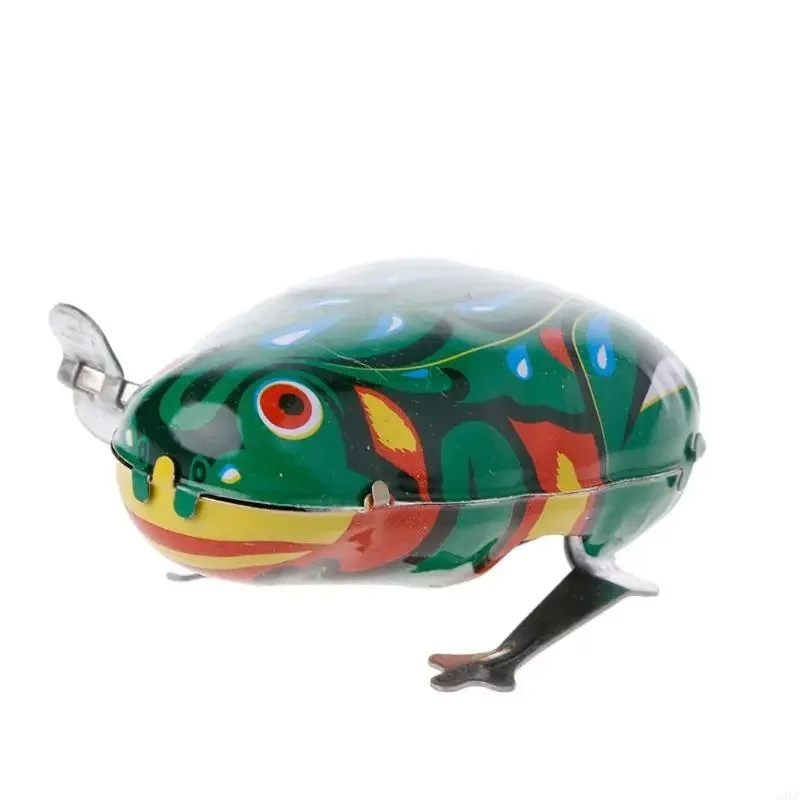 Metal Wind-up Jumping for Frog Clockwork Tin Children Funny Game