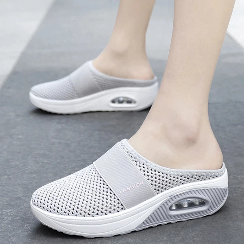 wedge slippers for ladies Women Sandals Fashion Female Slides Wedges Platform Shoes Sandals Women's Slippers Breathable Mesh Lightweight Ladies Footwear black wedge sandals