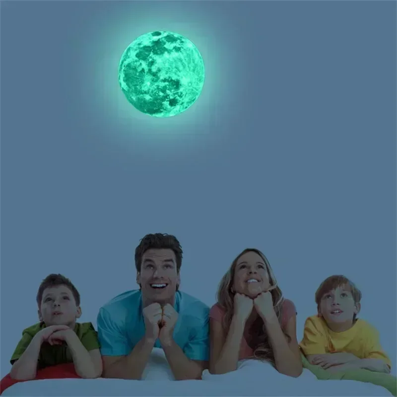 Luminous Wall Stickers 5-40cm Luminous Moon PVC Waterproof Glowing For Home Wall Decoration