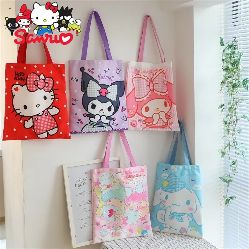 

Sanrio Melody Kuromi Hello Kitty Cinnamoroll Pochacco Japanese Canvas Bag Shoulder Bag Shopping Bag Student Tuition Tote Bag