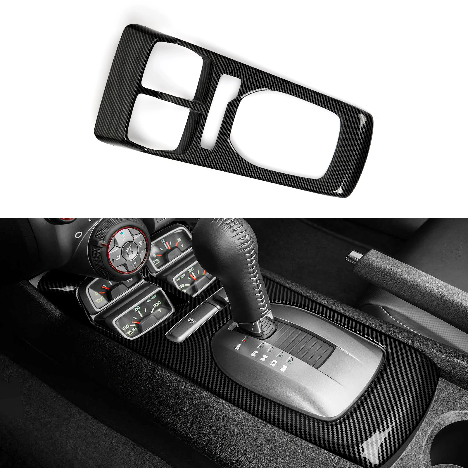 ABS 트림 자동차 센터 콘솔 기어 시프트 패널 커버 카본 파이버 인테리어 스티커 쉐보레 카마로 ZL1 2010-2015 액세서리