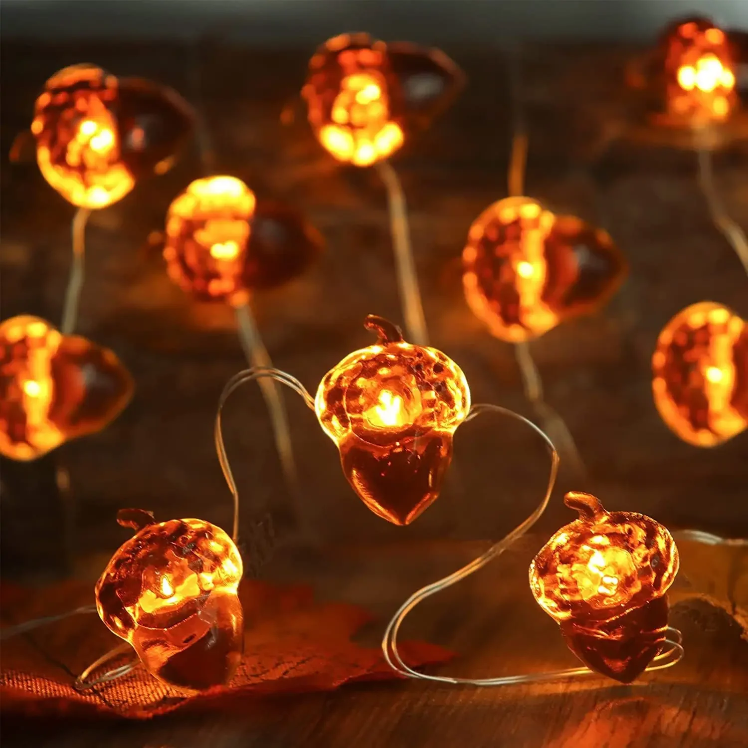 Acorn String Lights - 30 LED Fall Decorations Battery Powered 98ft Fairy Lights for Thanksgiving