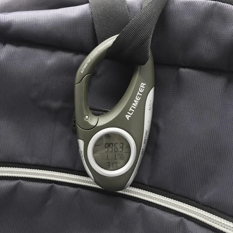 Electronic Altimeter Carabiner Altimeter Handheld Thermometer Outdoor Fishing Weather Forecast Mode Meter Outdoor Gadget digital height gauge