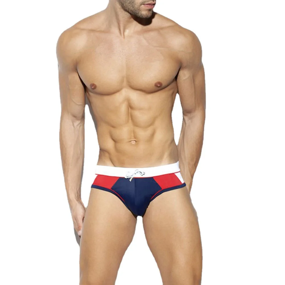 

European And American Sexy Men's Low Waist Breathable Triangle Swimming Trunks With Cup Three-Dimensional Quick-Drying Briefs