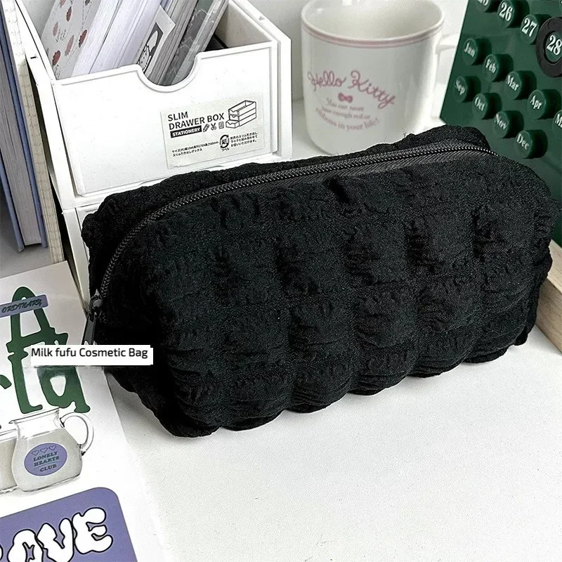1PC Cosmetic Bag Makeup Pouch Solid Color Pencil Case Creative Pillow Bag School Supplies Stationery Box Cosmetic Organizer 5