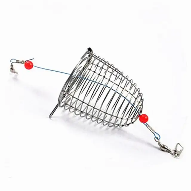 Fishing Trap Basket Feeder Holder Stainless Steel Fishing Lure Cage