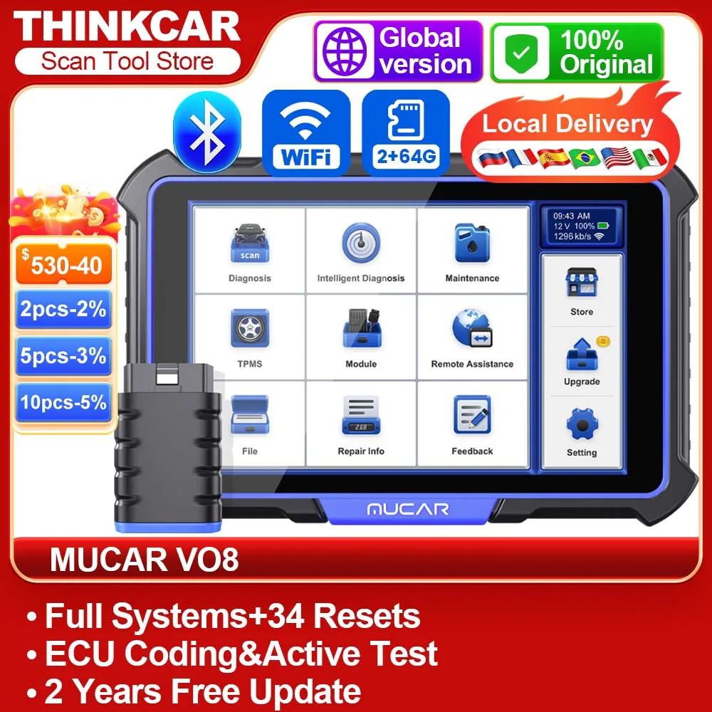 MUCAR-VO8-Car-Scan-Tool-OBD2-Scanner-Bluetooth-34-Resets-ECU-Coding-All ...