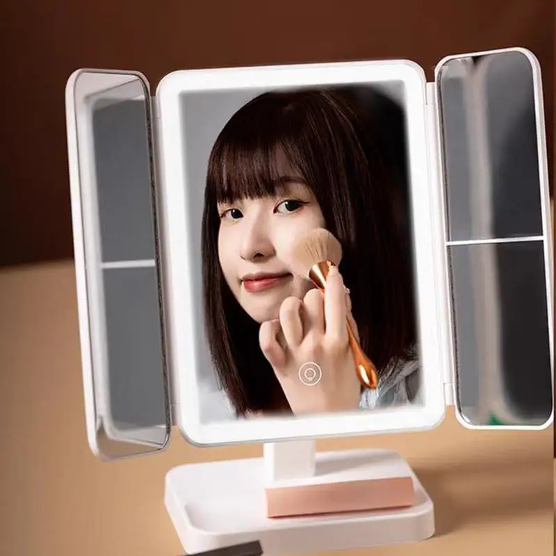 Smart Mirrors Makeup Table Mirrors Makeup Mirrors LED Lights Vanity Mirrors with Magnification Trifold Cosmetic Mirrors 180 3