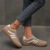 Mix Color Women's Autumn Sneakers Fashion Splicing Flat Heel Vulcanized Shoes Female Lace-Up Non-Slip Pu Leather Casual Shoes 2