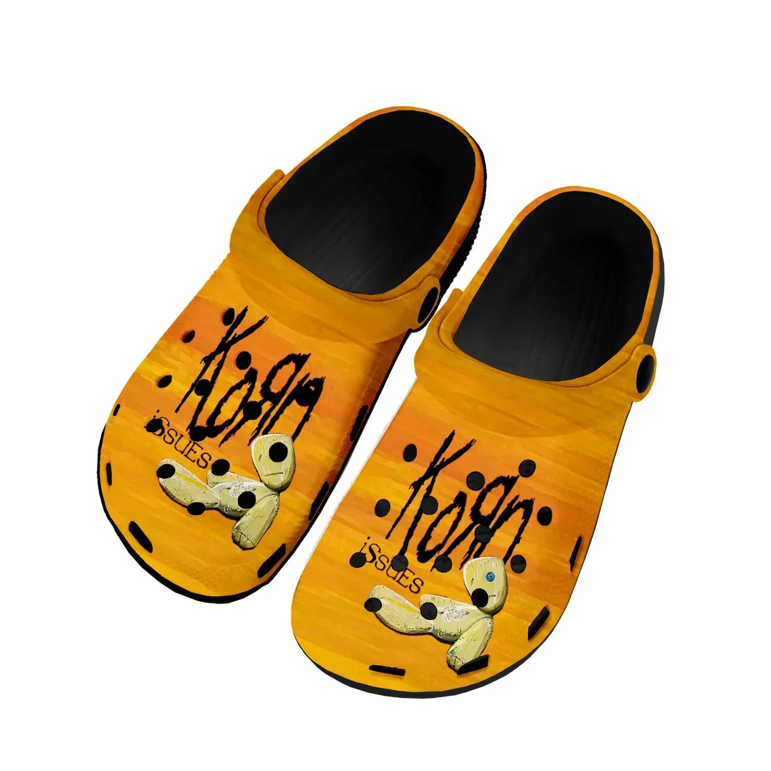 

Korn Rock Band Home Clogs Custom Water Shoes Mens Womens Teenager Shoe 3D Print Garden Clog Breathable Beach Hole Slippers Black