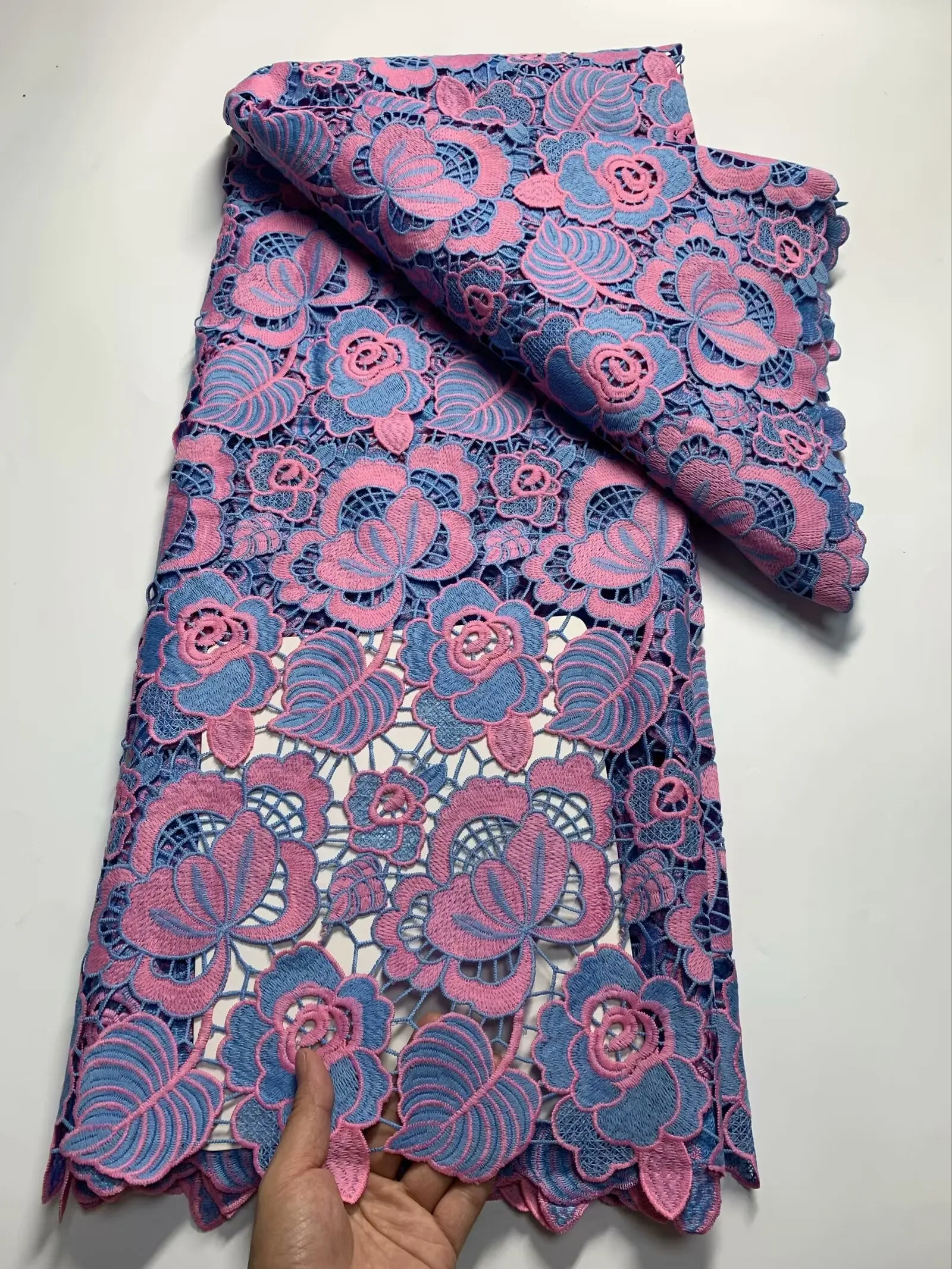 GETADME Nigerian Cord Lace Fabric 2025 High Quality African Guipure Lace French Water Soluble Lace Fabrics For Wedding Dresses
