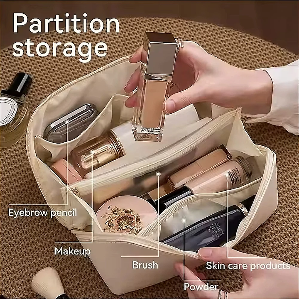 Cosmetic Bag Large Travel Leather Makeup Organizer Female Toiletry Kit Bags Make Up Case Storage Pouch Luxury Lady Box cosmetic bag