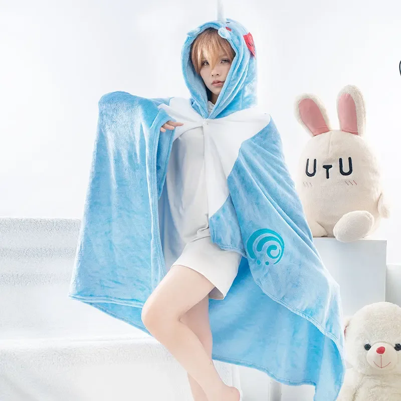 Genshin Anime Blanket Hoodie Cloak Zhongli Pajamas Blanket Wearable Cloak Cape Xiao Cosplay Flannel Shawl Blanket Comfy Homewear 6