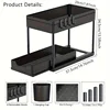 Under Sink Organizer, 2 Tier Sliding Cabinet Storage Basket with Hooks, Purpose Bathroom & Kitchen Organizer Shelf for Bathroom 4