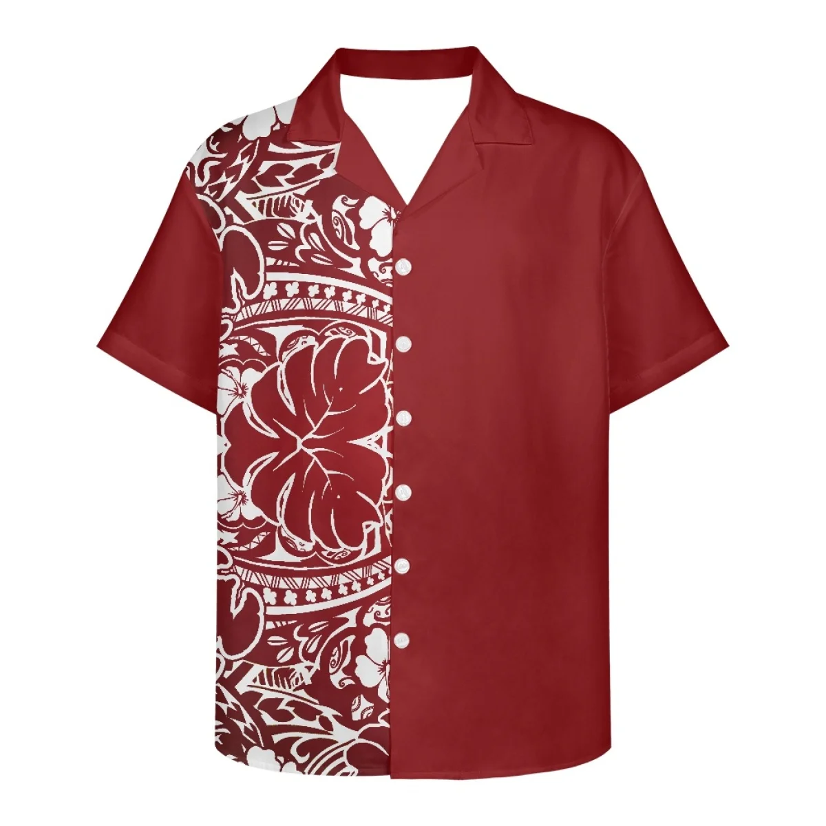

Cumagical Summer Vacation Beach Hawaiian Shirt Men Polynesian Tribal Samoan Casual Loose Button Down Shirt For Men 2022