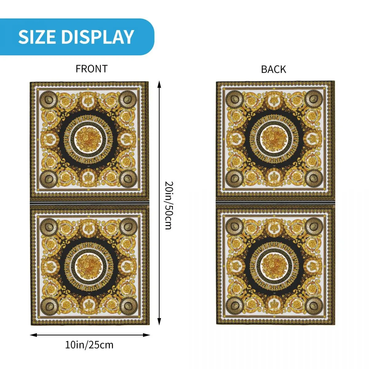 Decorative Golden Medallion Baroque Bandana Neck Cover Printed Balaclavas Mask Scarf Warm Headband Fishing Adult Breathable