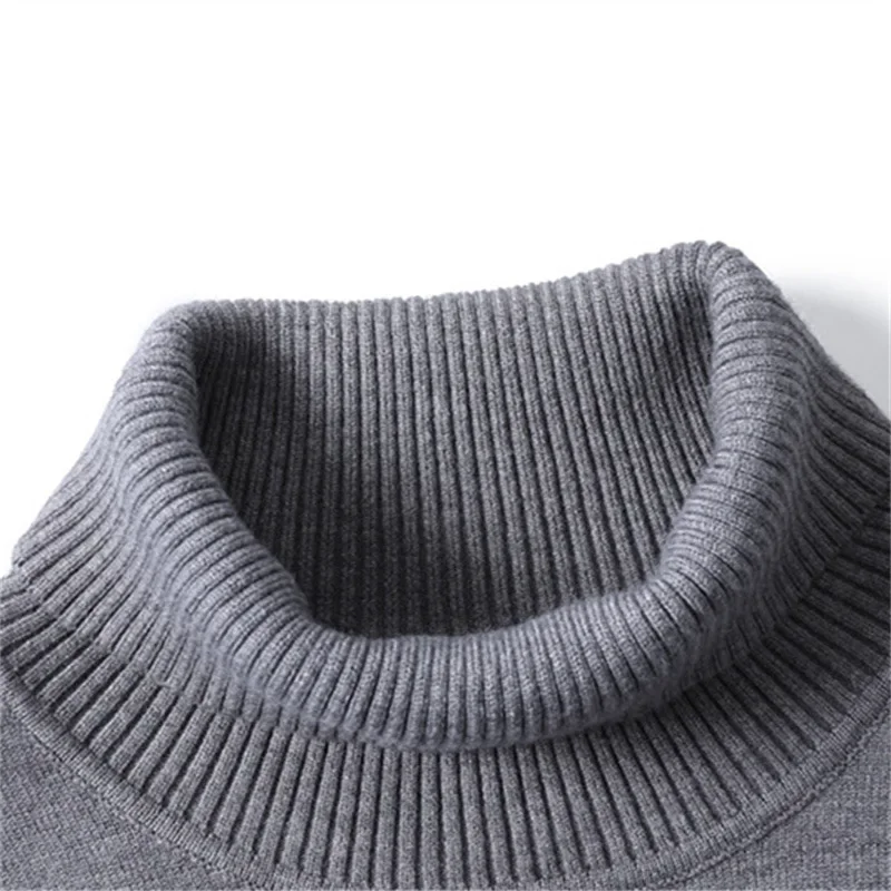 Autumn and Winter New Warm Sweater Casual Men's Solid Color Pullover  High Collar   Knitting Shirt