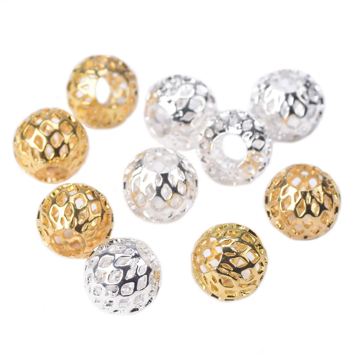 berzogeneGoldFarbeSilberFarbeRundeHohlGazeMetallMessing8mm