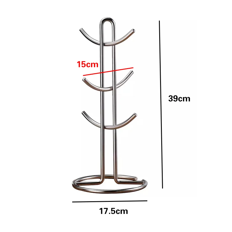 1Pc Practical Desktop Coffee Cup Holder Kitchen Tea Mug Hanging Storage Drain Rack Stand  Glass Home Supplies    4