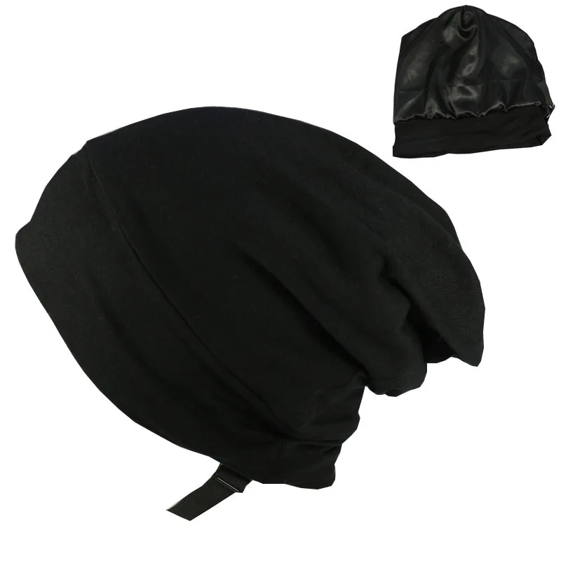 Soft Stretch Satin Bonnet Fashion Lined Sleeping Beanie Hat Bamboo Headwear Frizzy Natural Hair Nurse Cap for Women and Men
