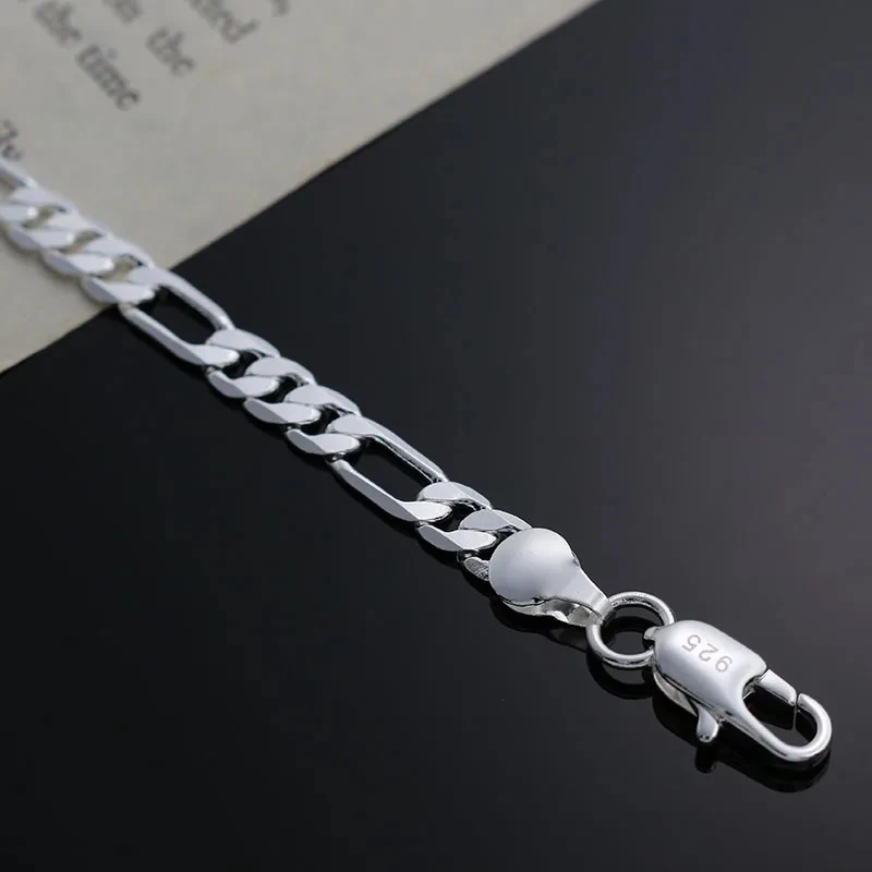 Bracelets à Breloques en Argent Sterling 925 pour Femme, Simple, Fin, 4mm, JOFashion, ixde Mariage, Cadeaux de Noël, Bijoux