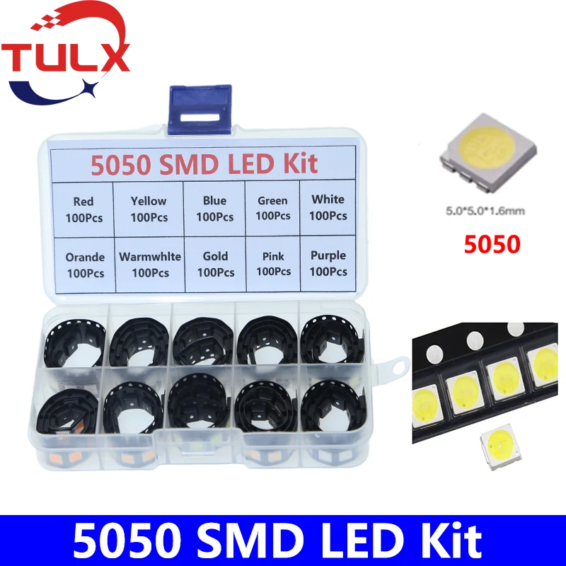 

250pcs/Box SMD LED Kit 5050 Red/Yellow/Blue/Green/White/Orande/YG/Pink/Purpie/Warmwhlte led diode set SMD LED Lamp Beads Kit