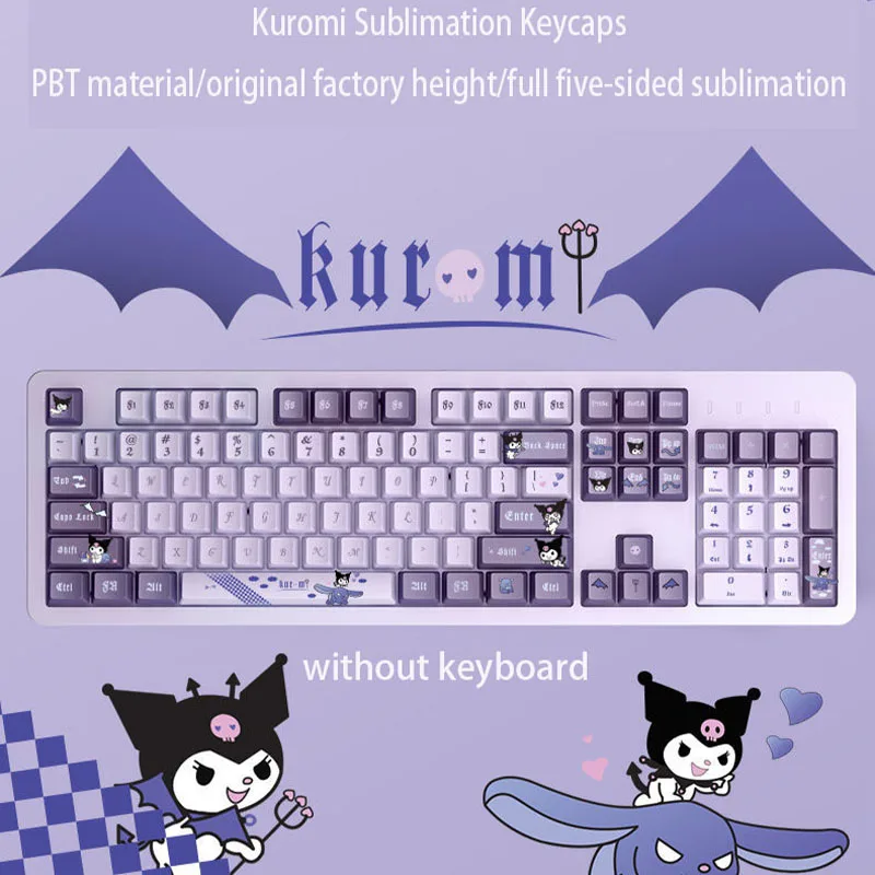 Kawaii Sanrio Kuromi My Melody Cartoon The New Original Height Pbt Sublimation Mechanical Keyboard Keycap Delicate Festival Gift