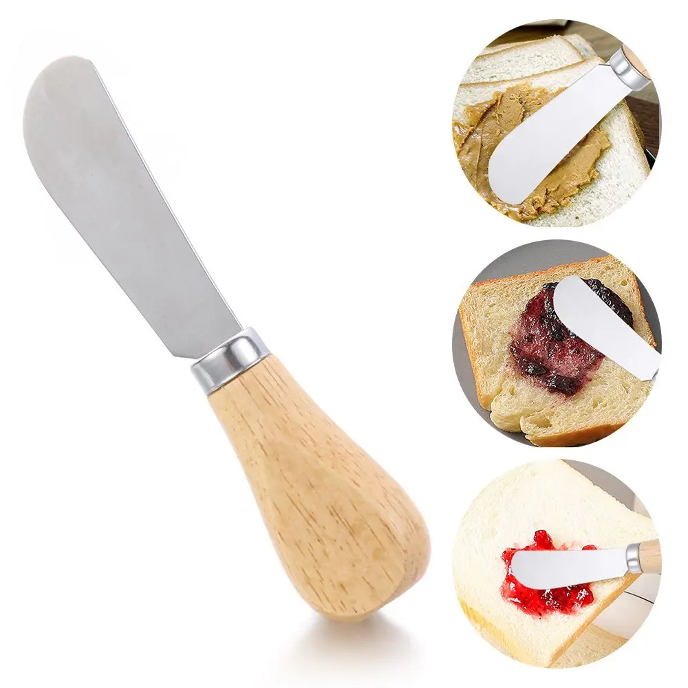 Butter Knife 5 Inch Jam Spreader Cheese Utensils Wooden Handle Knives Spread Cream Spatula Butter Knife Baking Tools