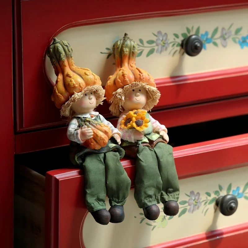 레트로 컨트리 커플 레진 장식품, 창의적인 홈 액세서리, 베스트 프렌드를 위한 데스크탑 장식품, 거실에서 사랑을 전달하세요