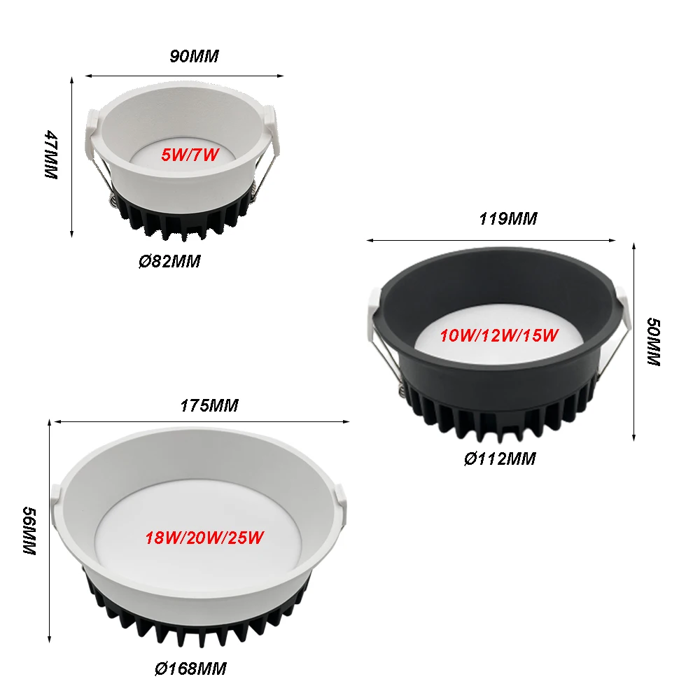 Recessed Anti Glare LED Downlights Black/White LED Ceiling Spot Lights AC85~265V Background Lamps Indoor Lighting led downlight recessed ceiling spotlight ceiling lamps