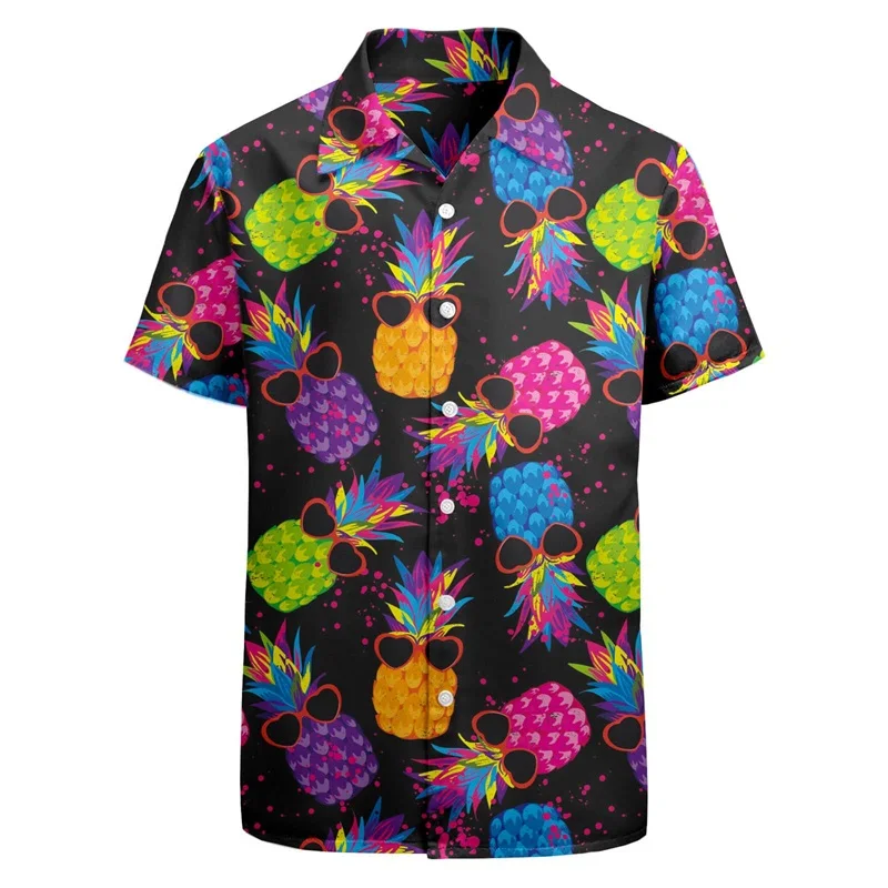 Camisa hawaiana con estampado 3D de hongos mágicos para hombre, camisa colorida de manga corta con botones, divertida para fiesta en la playa, ropa para hombre