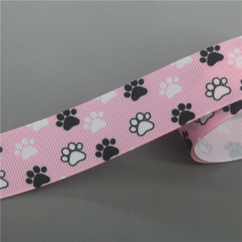 7/8'' 5yards Cat Dog Paw Printed Grosgrain Ribbon Accessories Material Headwear Decoration DIY Sewing Craft ribbon decoration ribbon supplies grosgrain ribbon sewing ribbon