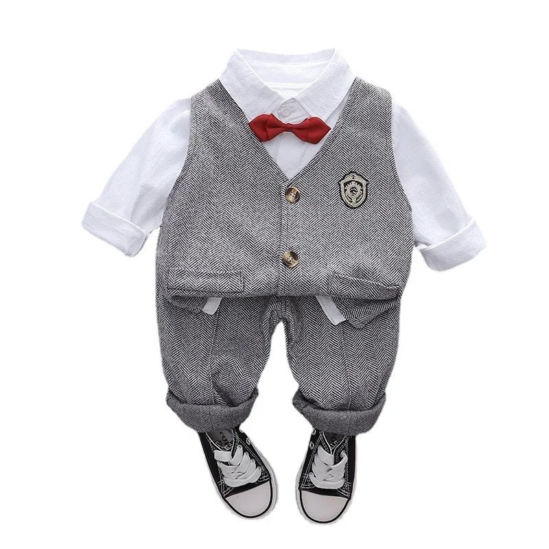 

New Spring Autumn Baby Clothes Suit Children Boys Casual Vest Shirt Pants 3Pcs/Set Toddler Cotton Costume Infant Kids Sportswear