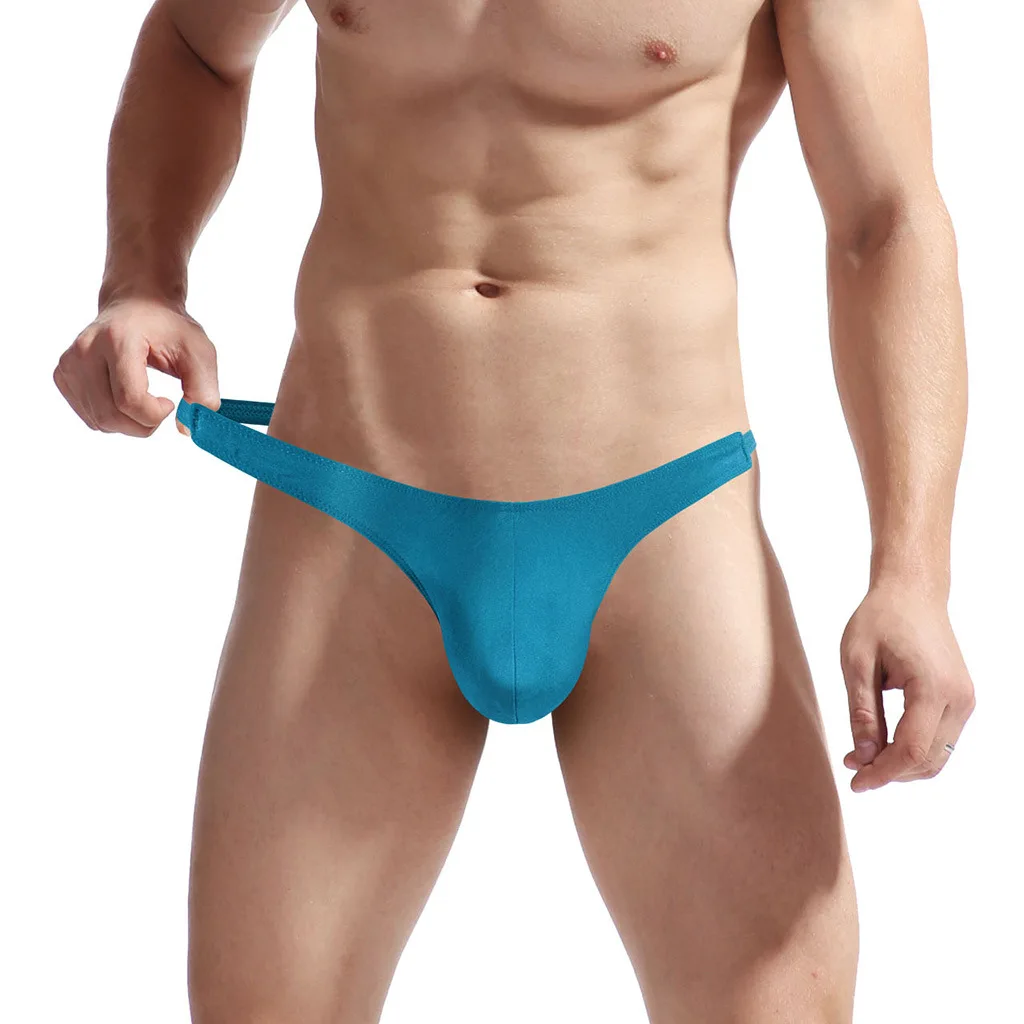 Men's Sexy Ultra-thin Breathable Thong T Pants Low Waist U-convex Underwear Bikini Sexy and Fun Men's Underwear