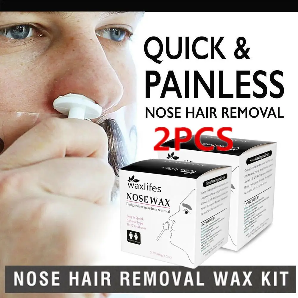 

2pcs 100g Nose Ear Hair Removal Wax Kit Painless & Easy Mens Nasal Waxing Lightweight Portable Hair Removel Tools