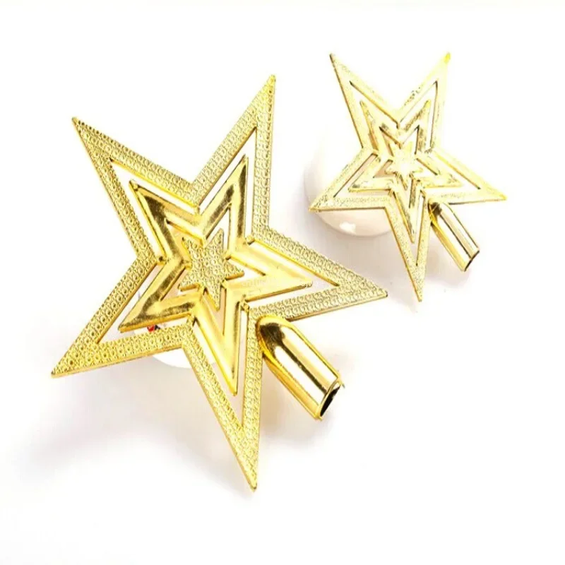 1PCS Christmas Day Christmas Tree Plating Tree Top Star Decoration Gold and Silver Five-Pointed Star Hanging Decoration christmas tree decoration christmas star decoration