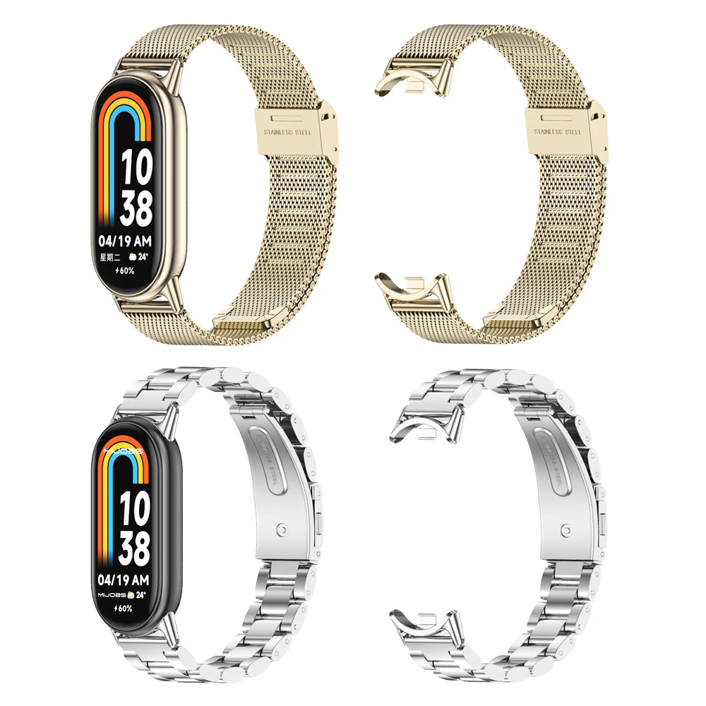 Comprar Correa de Metal para Xiaomi Mi Band 8 7 6 5 4 3, pulsera de acero  inoxidable con cadena vaquera a la moda para Miband 5 6 4 3, pulsera de  repuesto