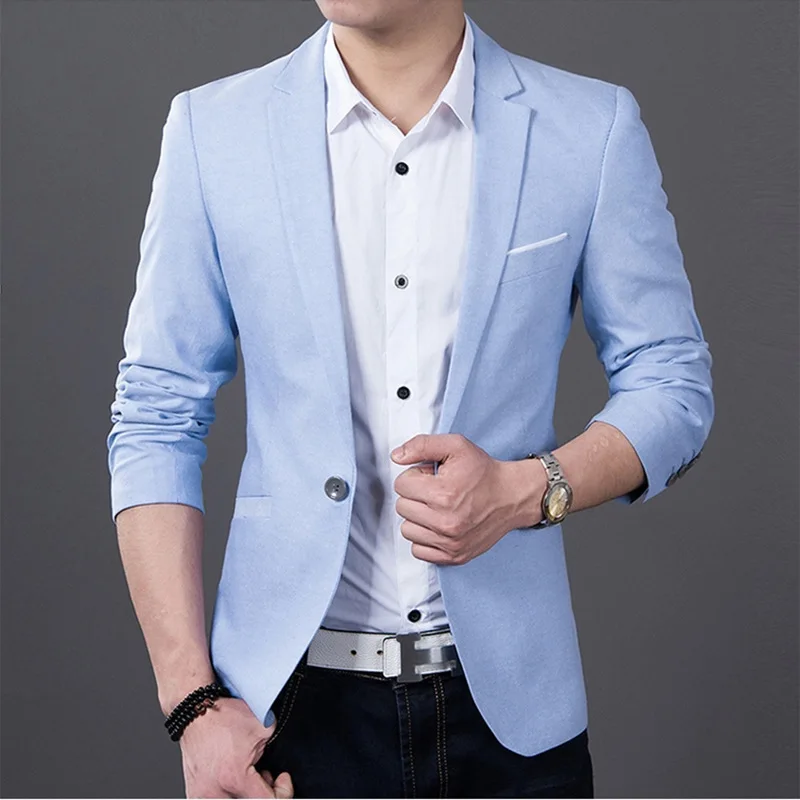 Summer Thin Blazer for Man New Solid Color Versatile Slim Lapel Handsome Suit Jacket Male