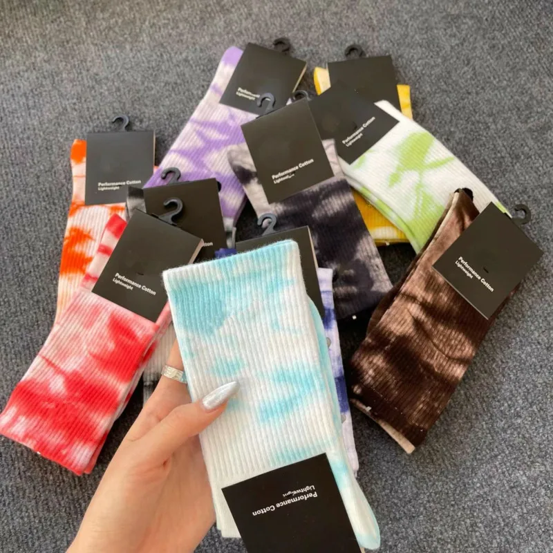 

Womens Mens Tie Dye Socks Street Printed Cotton Long Harajuku Hiphop Sports Sock for Men Women Couple High Socks Autumn Winter