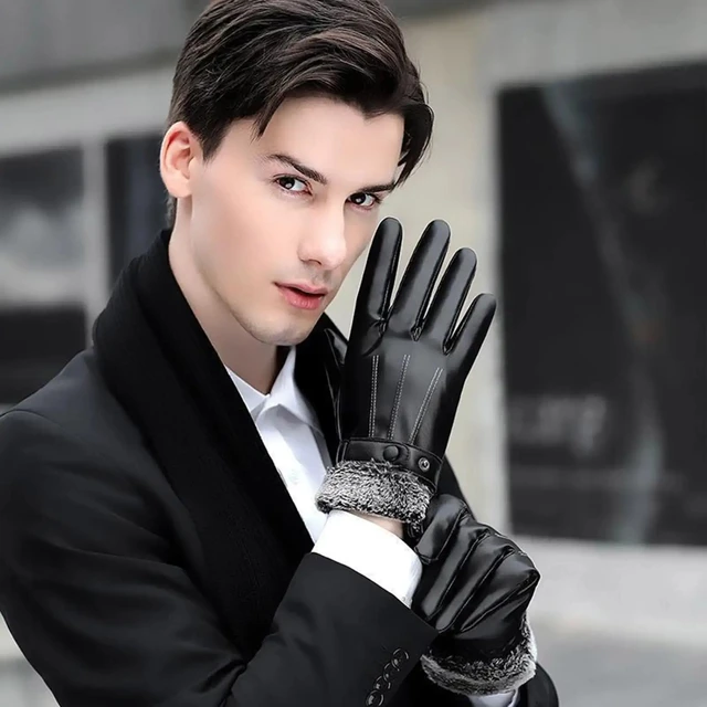 Winter Glove Windproof Warm Leather Glove Waterproof Touchscreen Anti Slip Cashmere Lining Cycling Running Ski Full Finger Glove 6