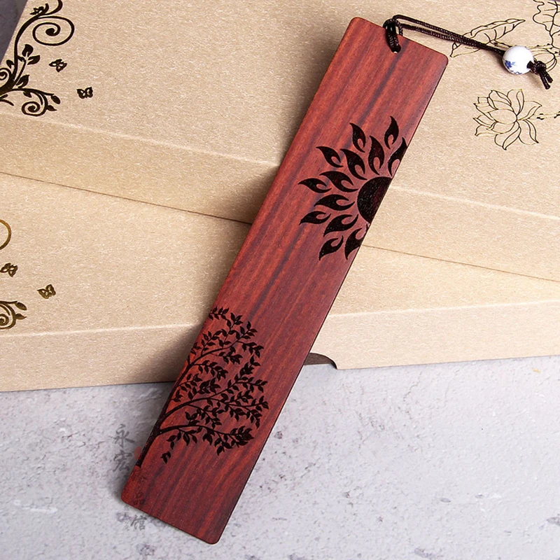 2Pcs/Box Handmade Chinese Traditional Wooden Bookmark Reader Vintage Style Bookmark Retro Book Clip Gift Stationery Bookmark