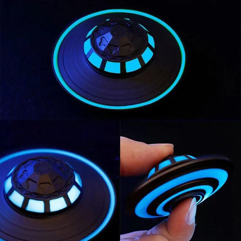 Cool Spaceship UFO Fidget Spinner EDC Metal Alloy Luminous Fingertip Gyroscope Relaxing Toys for Adults Children Anti Anxiety 4