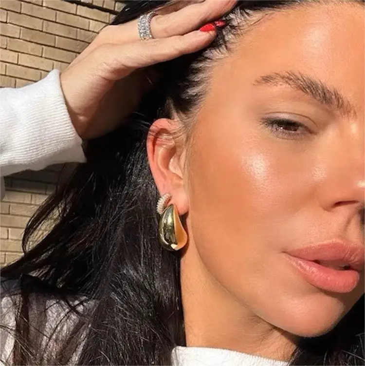 Simple Chunky Drop Earrings For Woman Gold Plated Personalized Waterdrop Stud Earring 2023 Fashion Jewelry Party Girls Gifts