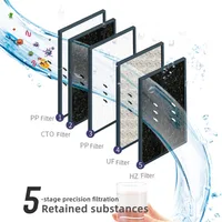 5 ขั้นตอนเครื่องกรองน้ําเครื่องใช้ในครัวเรือนห้องครัว Ultrafilteration เครื่องกรองน้ําระบบกรองน้ําพร้อม Tap filter 3