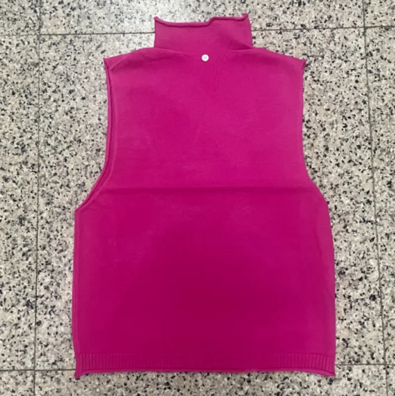 Spring And Autumn Women's Turtleneck Knitted Sweater Sleeveless Pullover Vest Loose Fashion Versatile Western Style Top