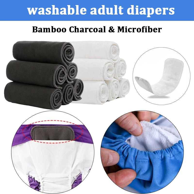 Adult Diaper Incontinence Pants Waterproof Washable Reusable Adult Cloth Diaper Adjustable Pocket For Bed Incontinence