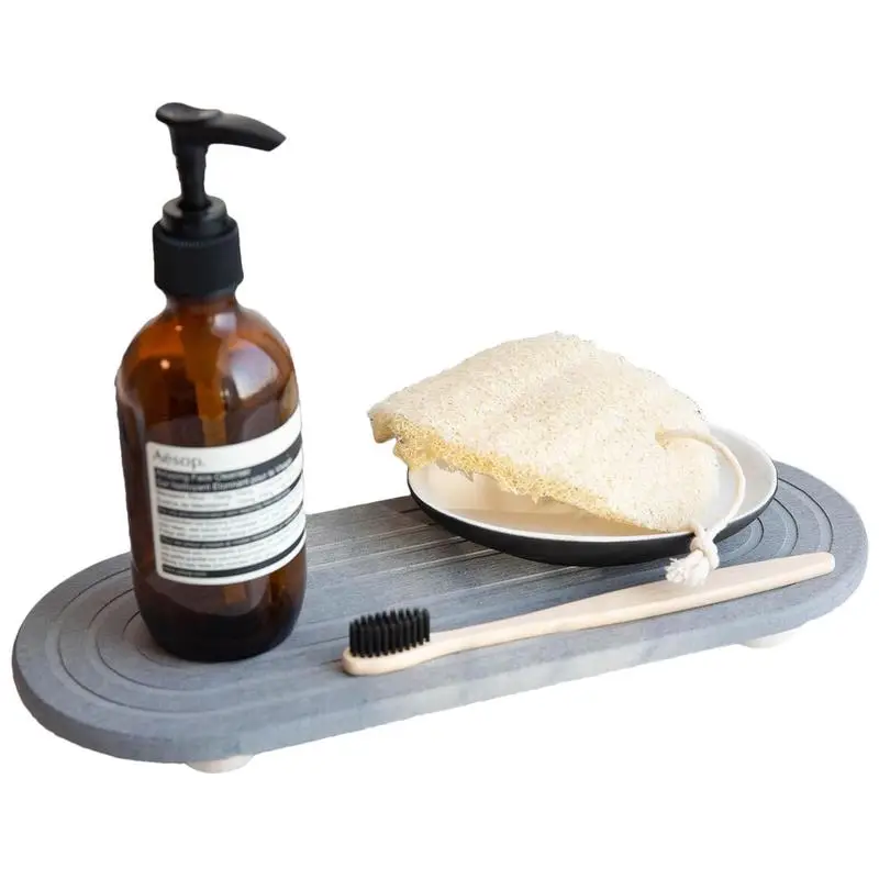 Water Absorbing Stone Counter Tray Quick Drying Neat Diatomaceous Earth Sink Tray Coasters Kitchen Sponge Hand Soap Holder 2
