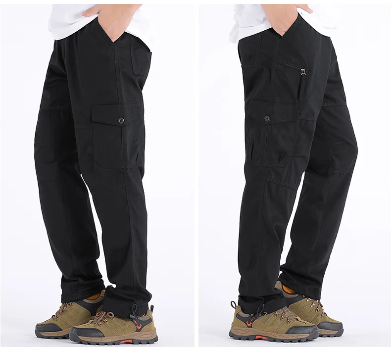 2022 spring and autumn new men's casual pants multi-pocket trousers loose large size sports pants straight loose overalls cargo jeans for men