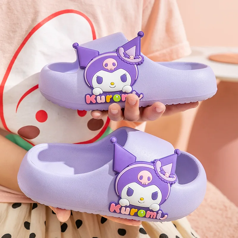 

Sanrios Kuromi Mymelody Cinnamoroll kawaii аниме Мультяшные тапочки для девочек Нескользящие супер мягкие женские туфли для ванной 17-22 см
